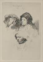 Three Heads of Women, One Asleep