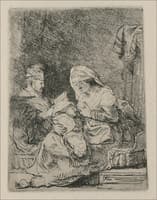 A Holy Family; The Virgin with a basket of Linen