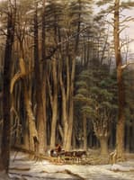 Winter: Impeded Travelers in a Pine Forest, Upper Canada
