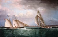 The Schooner 'Triton' and The Sloop 'Christine' Racing in Newport Harbor