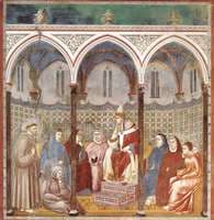 Legend of St Francis: 17. St Francis Preaching before Honorius III (Upper Church, San Francesco, Assisi)