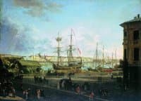 View of the English Embankment from Vasilievsky Island in St. Petersburg