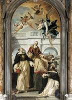 Pope Pius V with Saints Thomas Aquinas and Martyr Peter