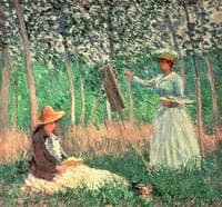 In the Woods at Giverny: Blanche Hoschedé at Her Easel with Suzanne Hoschedé Reading