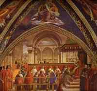 The Confirmation of the Rule of the Order of St. Francis by Pope Honorius III (Sassetti Chapel)