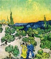 Landscape with Couple Walking and Crescent Moon
