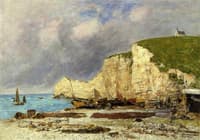 Étretat, Beached Boats and Falaise d'Amont