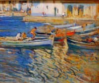Marina con pescadores