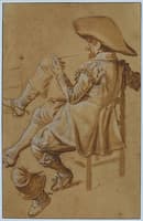 Seated Man Smoking a Pipe