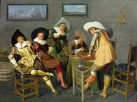 Gentlemen Smoking and Playing Backgammon in an Interior