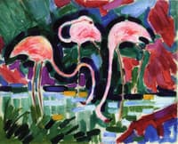 Three Pink Flamingos