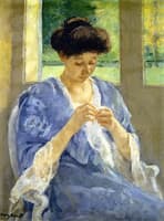 Augusta Sewing before a Window