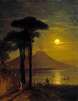The Bay of Naples on a Moonlit Night and Vesuvius