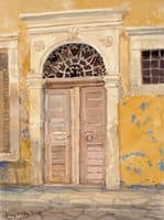 Door In Yellow Wall