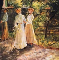 Drei Mädchen im Garten