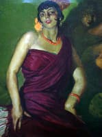 Gitana con  traje burdeos
