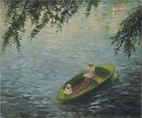 Young girls in a boat on the Marne