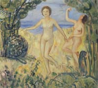 Two bathers by the beach