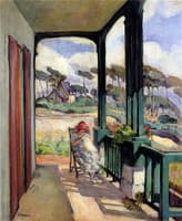 Sewing on the terrace at Morgat