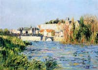 View of a Town in the Sun from across the River