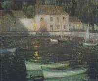 White Boats in a full moon