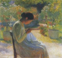 Sewing in the garden at Marquayrol