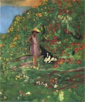 Young girl with goat