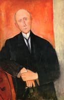 Seated Man with Orange Background