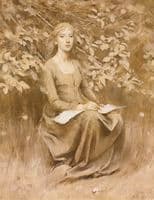 Girl Seated, Writing
