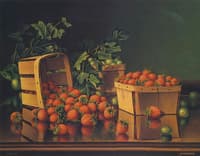 Baskets of Strawberries and Gooseberries on a Ledge