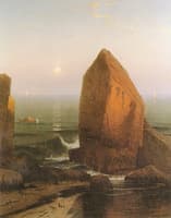 Sunset-Moonrise, on Iron Round Island, Mr. Desert, Maine