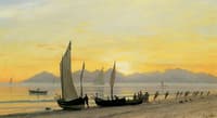 Boats Ashore at Sunset