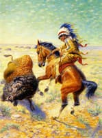 Chief Spotted Tail Shooting Buffalo