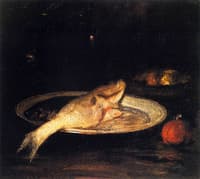 Fish on a Blue and White Plate