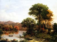 Landscape with Fishermen and Artist Sketching