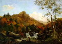 Autumn Landscape with Boy Fishing