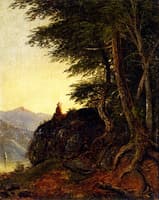 Landscape with Native American on a Cliff