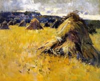 Haystacks at Sunset