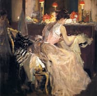 Sewing by Lamplight