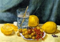 Still LIfe with Lemons, Red Currants and Gooseberries
