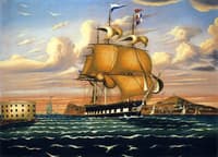 Packet Ship Passing Castle Williams, New York Harbor