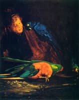 Woman and Macaws