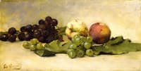 Still LIfe with Two Peaches and Grapes