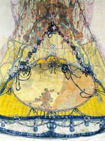 Design on silk intended to be used as the train for a ball dress (detail)