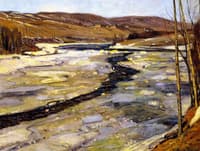 Swift Flowing River in Winter