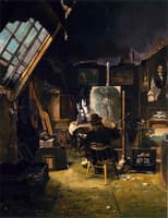 Samuel Marsden Brookes Painting in His Studio
