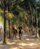 Tree-Lined Avenue with Two Horseback Riders