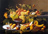 Still LIfe - Basket of Apples and Chestnuts on a Table