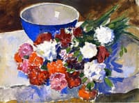 Blue Bowl and Carnations