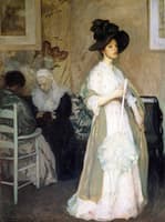 Woman in Pink and Green